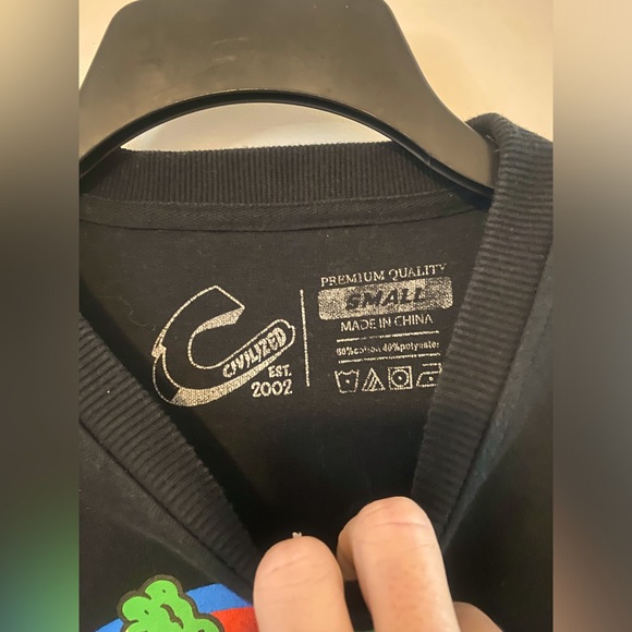 Civilized Funky Farms Men’s Small Black Glitter Zip Pockets Sweatshirt. - Picture 4 of 5